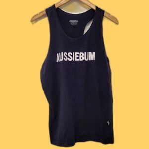 AussieBum Navy Logo Racerback Tank Top Cotton Pool Circuit Gay Gym Pride Sz. S